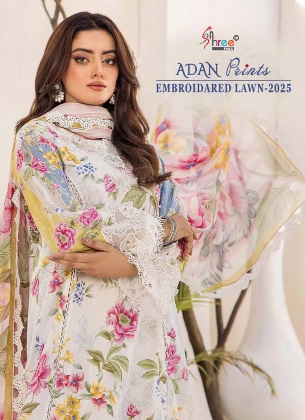 Shree Adan Prints Embroidered Lawn 2025 Cotton Dupatta Pakistani Suits