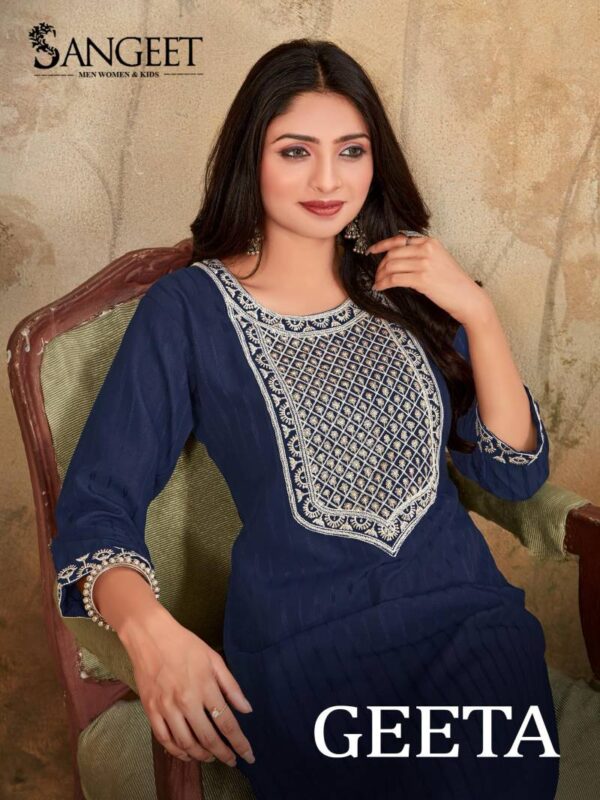 Sangeet Geeta Vol 1 Rayon White Cotton Embroidery Kurti Collection