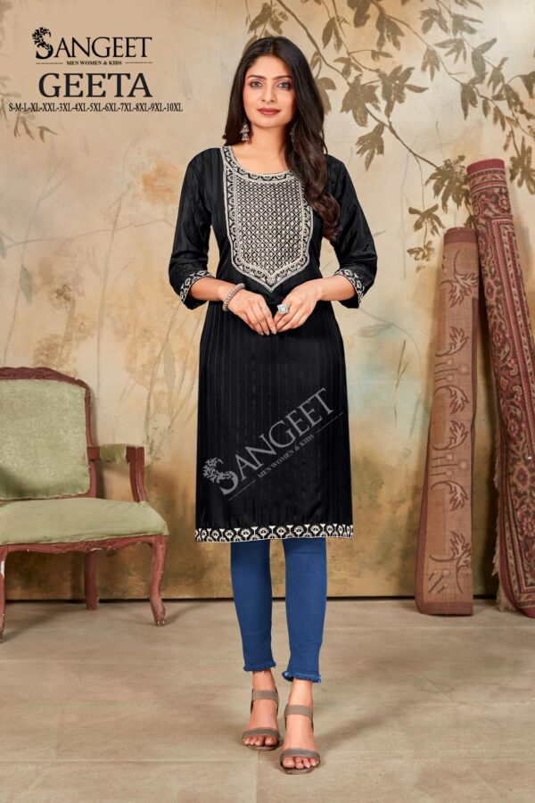 Sangeet Geeta Vol 1 Rayon White Cotton Embroidery Kurti Collection - Image 2