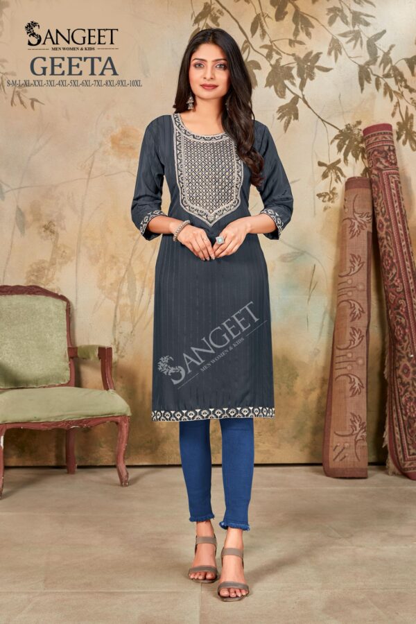 Sangeet Geeta Vol 1 Rayon White Cotton Embroidery Kurti Collection - Image 6