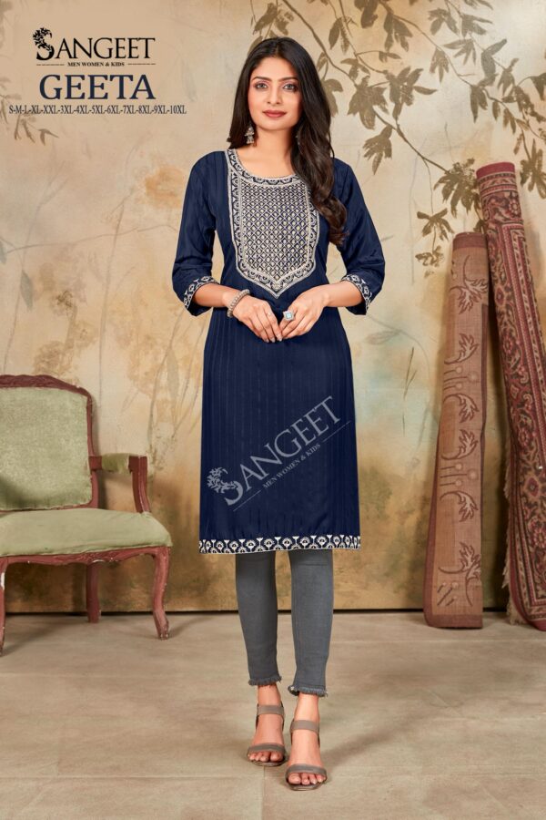 Sangeet Geeta Vol 1 Rayon White Cotton Embroidery Kurti Collection - Image 9
