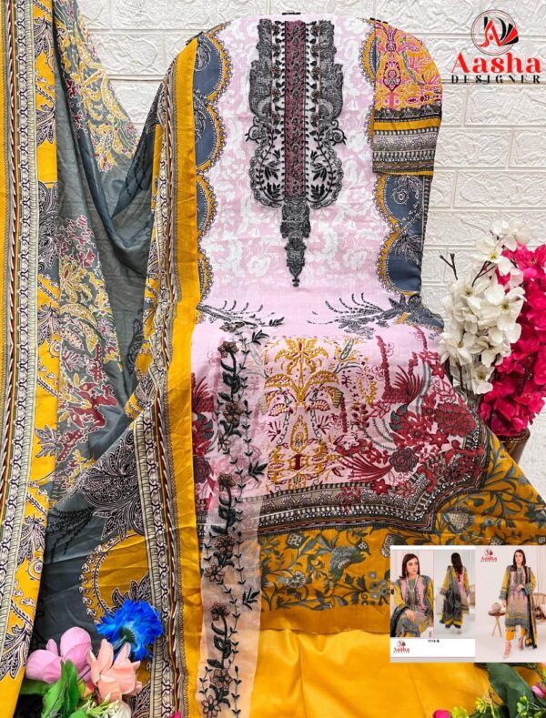 Aasha 1113 A And B Cotton Dupatta Pakistani Salwar Kameez - Image 5