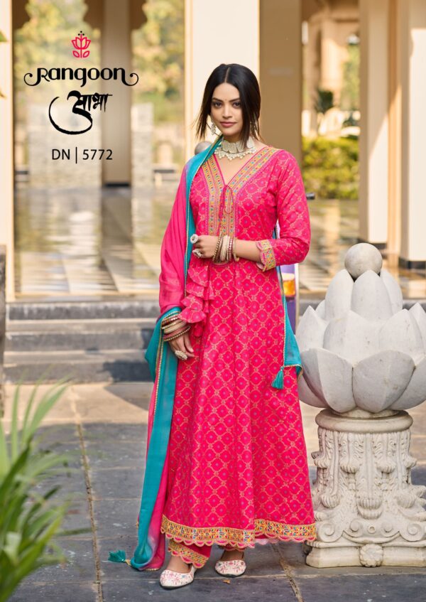 Rangoon Aabha Cotton Print With Fancy Codework Kurti Bottom With Dupatta - Image 3