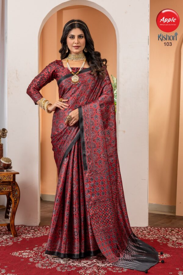 Apple Kishori Designer Party Wear Printed Crepe Saree Collection - Image 2