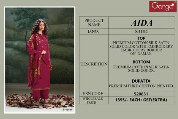 Ganga Aida Cotton Silk Satin Fancy Salwar Suit Collection - Image 3