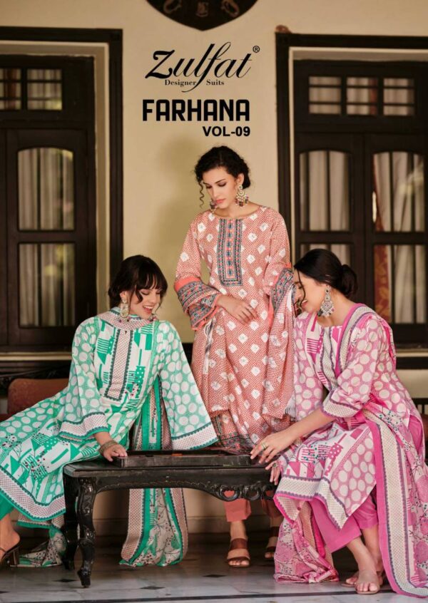 Zulfat Farhana Vol 9 Cotton Printed Dress Material Collection