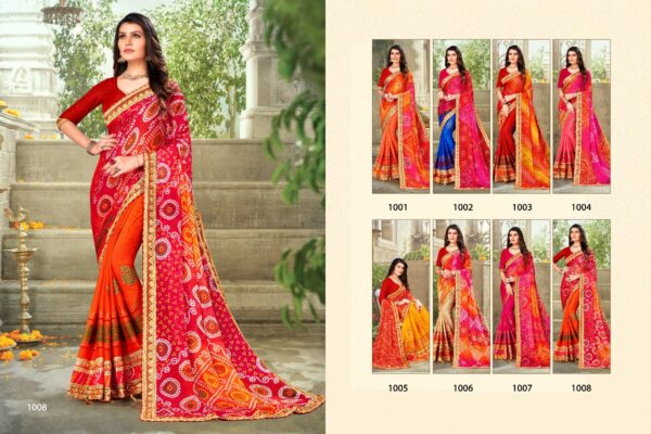 Jalnidhi Koyal Moss Chiffon Bandhani Printed Saree Collection - Image 6