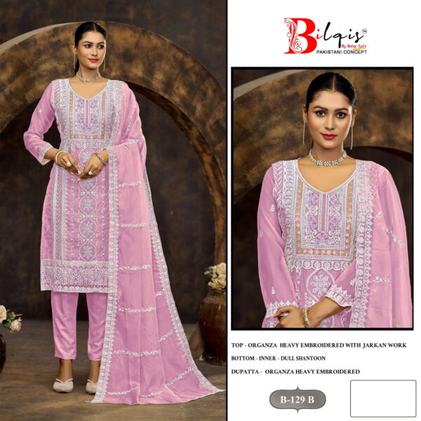 Bilqis B 129 Organza Pakistani Salwar Kameez Collection - Image 3