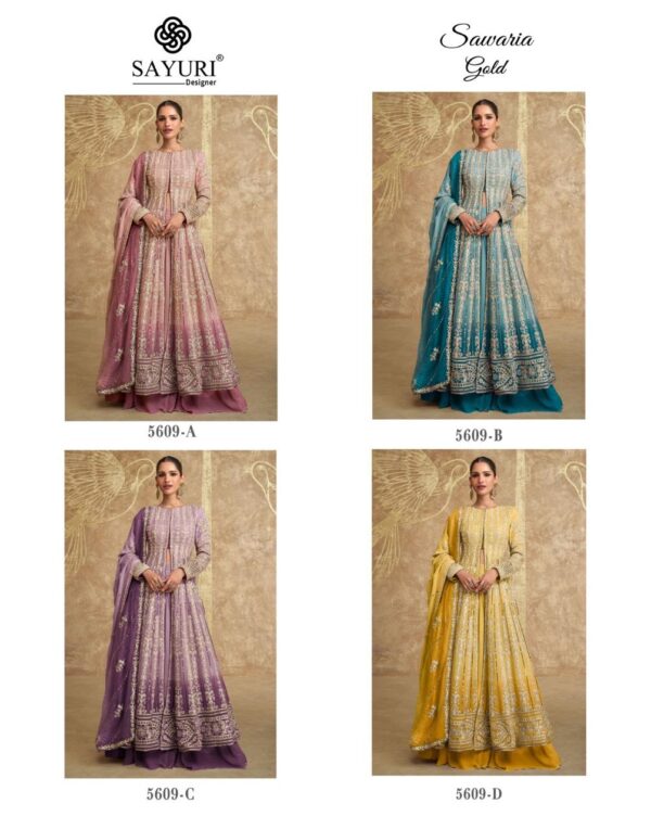 Sayuri Sawaria Gold Georgette Designer Salwar Kameez Collection - Image 5