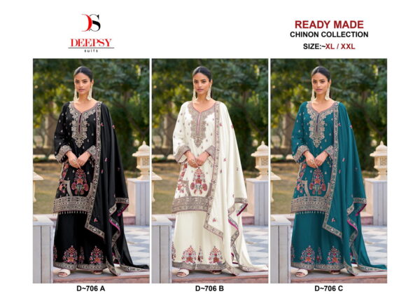 Deepsy D 706 Chinon Embroidered Ready Made Pakistani Collection - Image 5