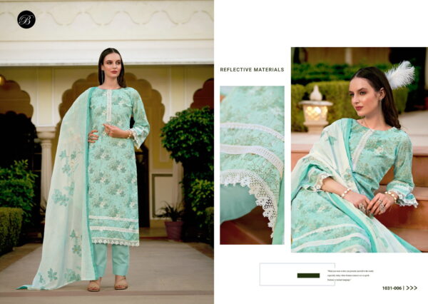 Belliza Raha Cotton Printed With Lace Work Dress Material - Image 3
