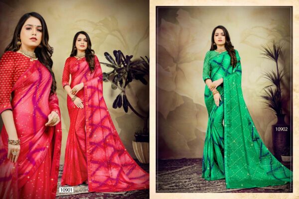 Jalnidhi Natasya Moss Chiffon Printed Saree Collection - Image 6