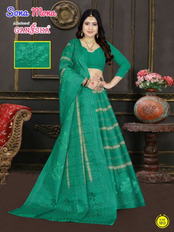 Ganesha Sona Mona Vol 1 Printed Cotton Party Wear Saree Collection - Image 7