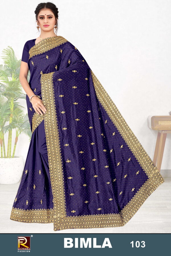 Ronisha Bimla Embroidered Vichitra Silk Saree Collection - Image 2