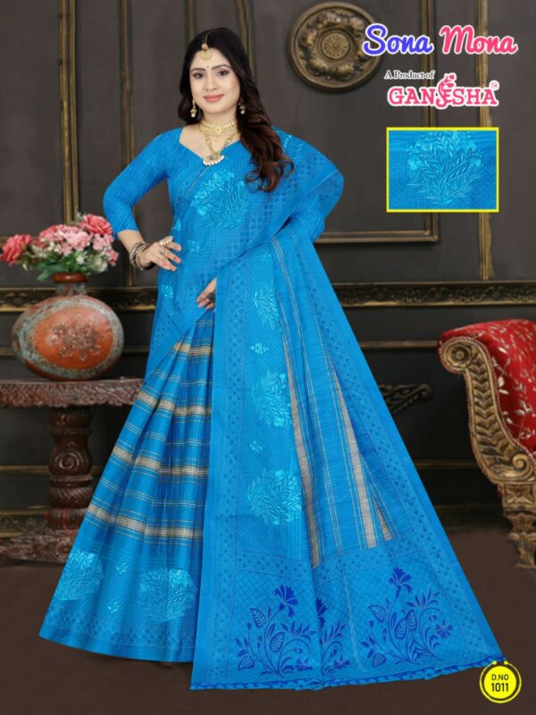 Ganesha Sona Mona Vol 1 Printed Cotton Party Wear Saree Collection - Image 8