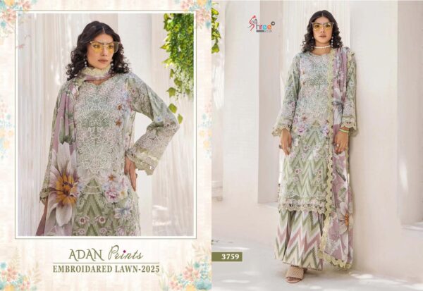 Shree Adan Prints Embroidered Lawn 2025 Cotton Dupatta Pakistani Suits - Image 2