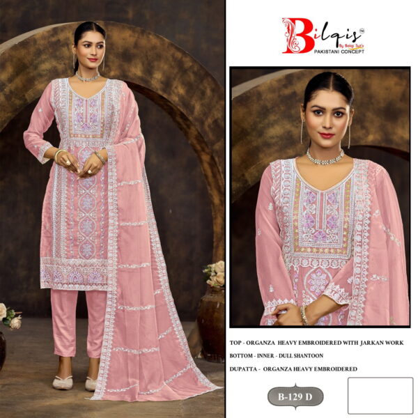 Bilqis B 129 Organza Pakistani Salwar Kameez Collection - Image 5