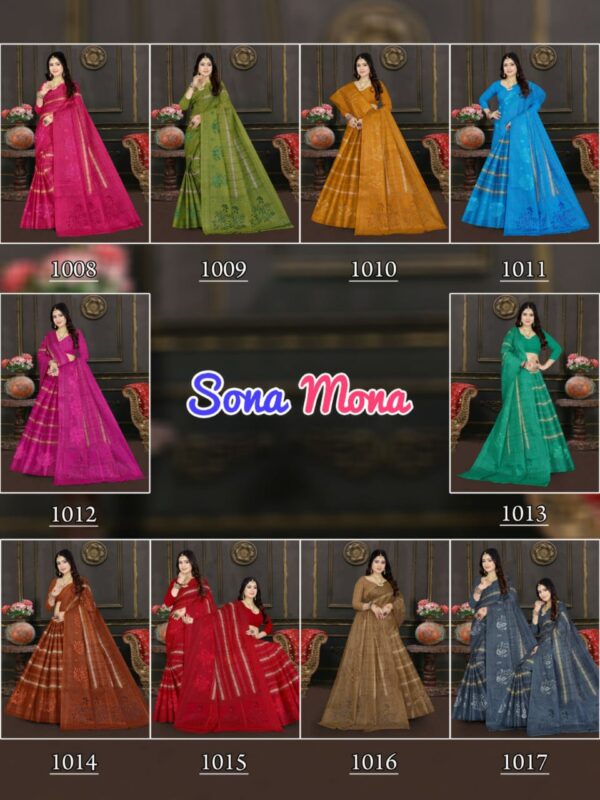 Ganesha Sona Mona Vol 1 Printed Cotton Party Wear Saree Collection - Image 9