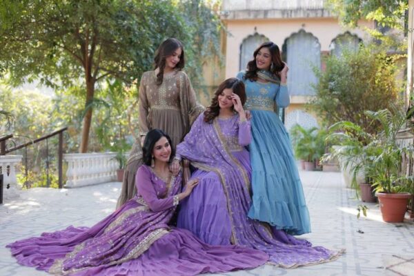 Luna Vol 14 Georgette Latest Designed Gown With Dupatta - Image 7
