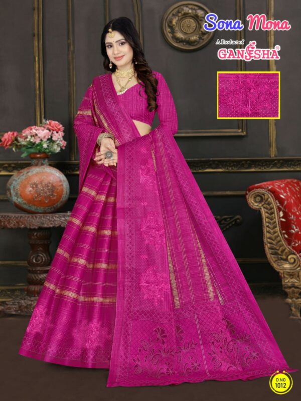 Ganesha Sona Mona Vol 1 Printed Cotton Party Wear Saree Collection - Image 2