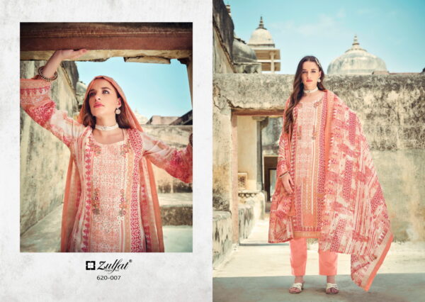 Zulfat Gulnaaz 620 Series Cotton Printed Dress Material Collection - Image 3