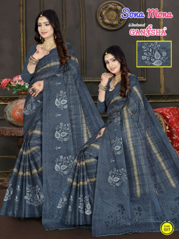 Ganesha Sona Mona Vol 1 Printed Cotton Party Wear Saree Collection - Image 3