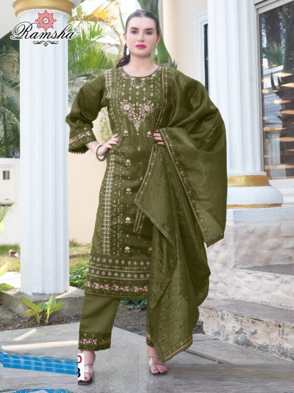 Ramsha R 1253 Nx Gold Crush Ready Made Suits Collection