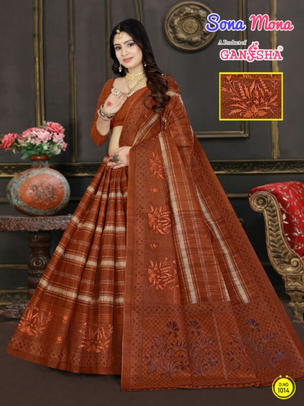 Ganesha Sona Mona Vol 1 Printed Cotton Party Wear Saree Collection - Image 12