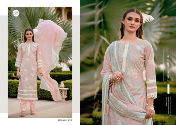 Belliza Raha Cotton Printed With Lace Work Dress Material - Image 5