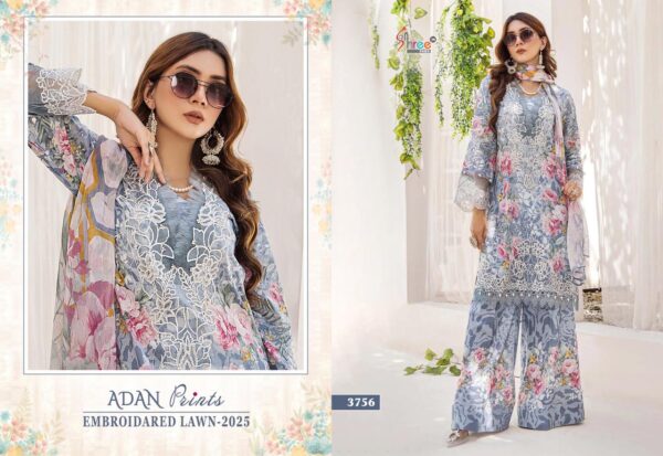 Shree Adan Prints Embroidered Lawn 2025 Cotton Dupatta Pakistani Suits - Image 5