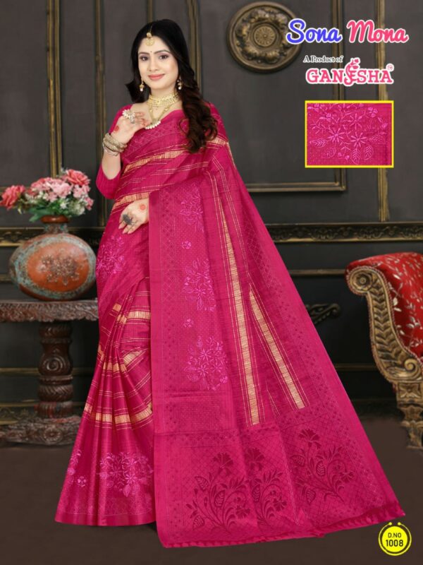 Ganesha Sona Mona Vol 1 Printed Cotton Party Wear Saree Collection - Image 4
