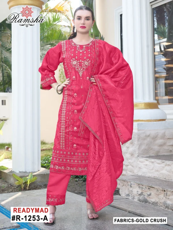 Ramsha R 1253 Nx Gold Crush Ready Made Suits Collection - Image 3