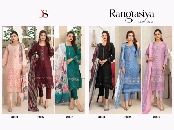 Deepsy Rangrasiya Lawn 25 Vol 2 Chiffon Dupatta Pakistani Salwar Suits - Image 7
