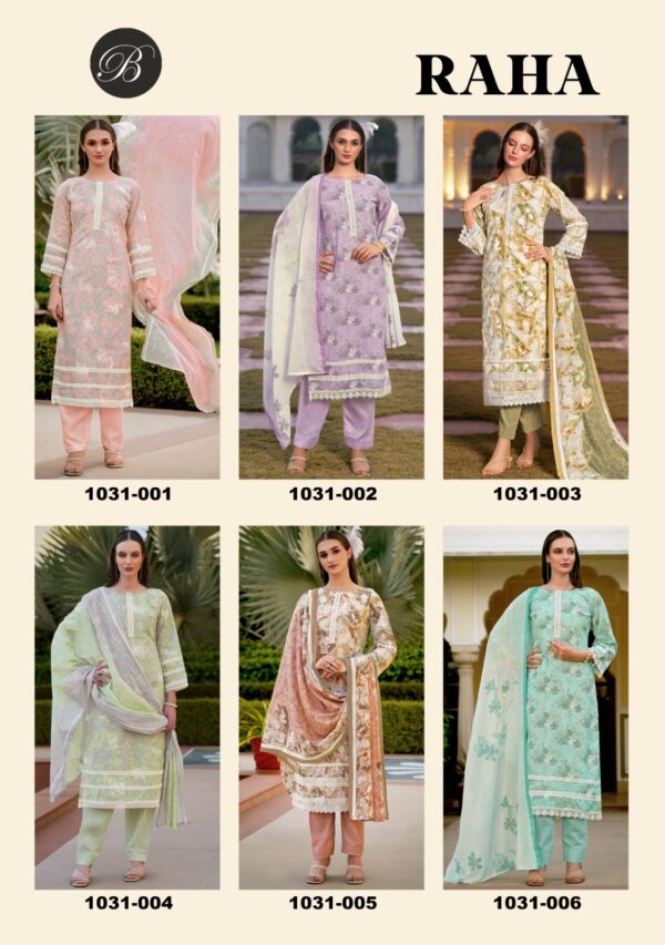 Belliza Raha Cotton Printed With Lace Work Dress Material - Image 8
