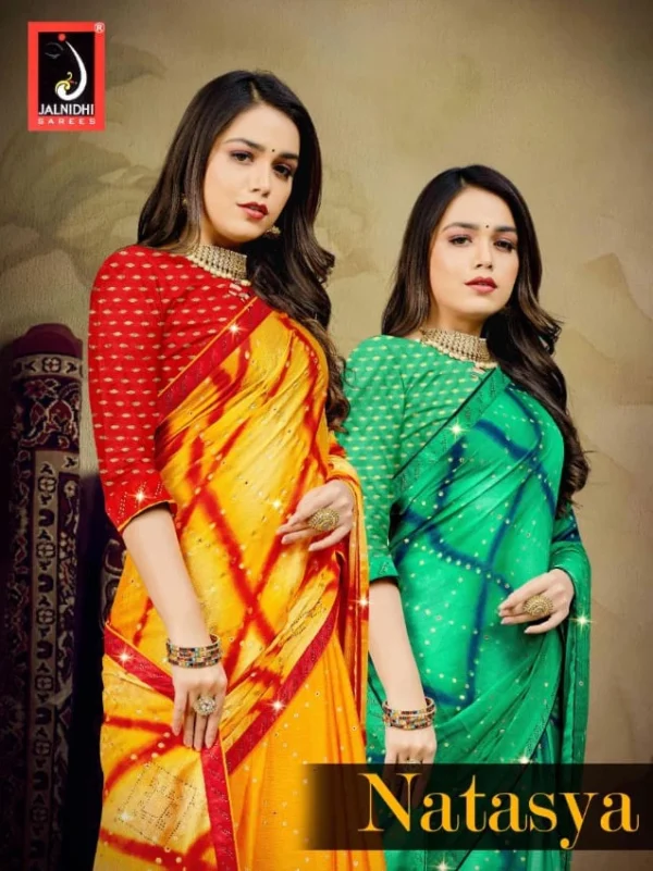Jalnidhi Natasya Moss Chiffon Printed Saree Collection