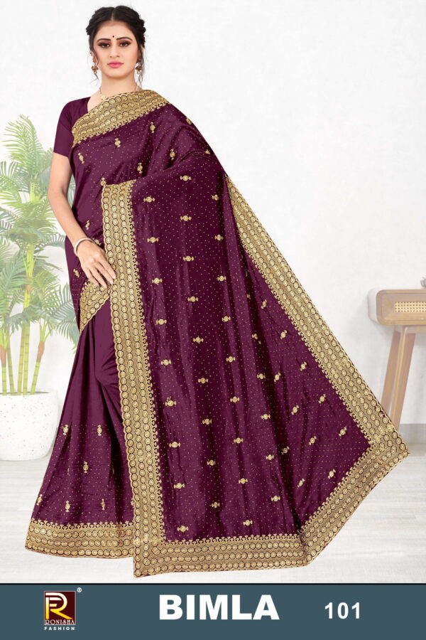 Ronisha Bimla Embroidered Vichitra Silk Saree Collection - Image 3