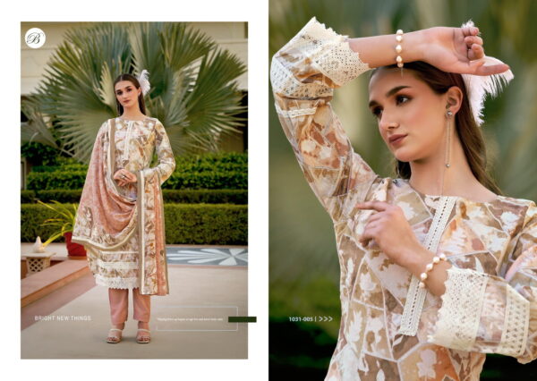 Belliza Raha Cotton Printed With Lace Work Dress Material - Image 6