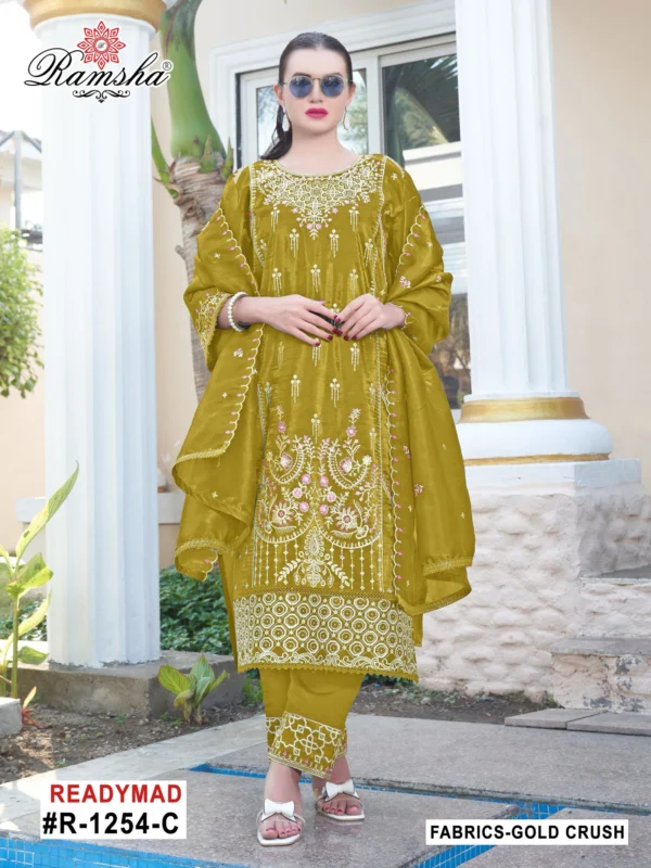Ramsha R 1254 Nx Gold Crush Ready Made Suits Collection - Image 3