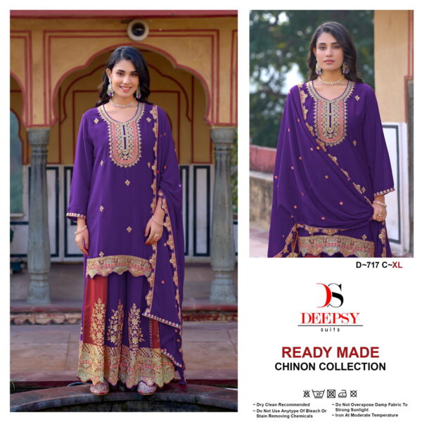 Deepsy D 717 Chinon Embroidered Ready Made Pakistani Collection - Image 3