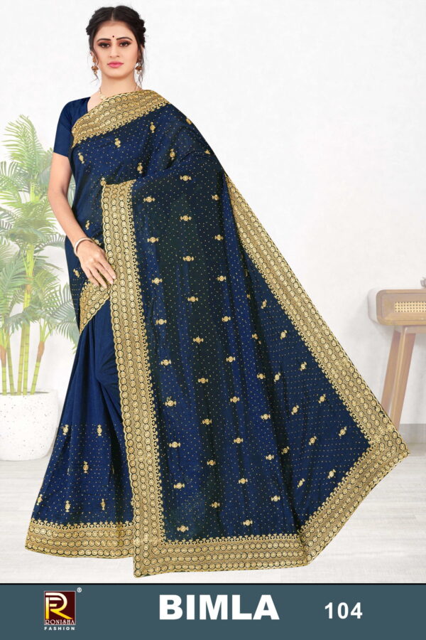 Ronisha Bimla Embroidered Vichitra Silk Saree Collection - Image 4