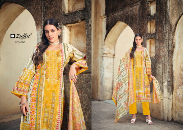 Zulfat Gulnaaz 620 Series Cotton Printed Dress Material Collection - Image 6
