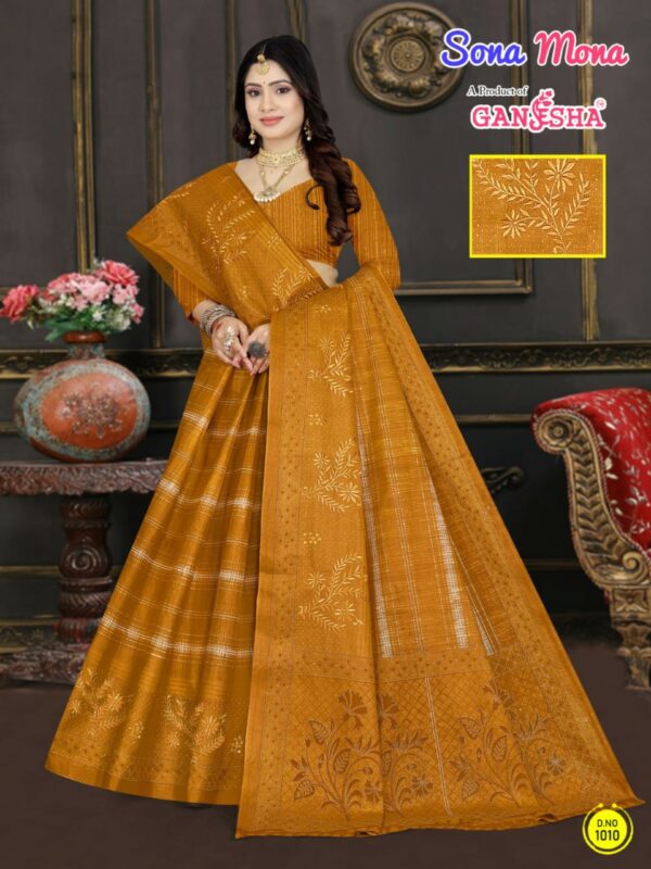 Ganesha Sona Mona Vol 1 Printed Cotton Party Wear Saree Collection - Image 5