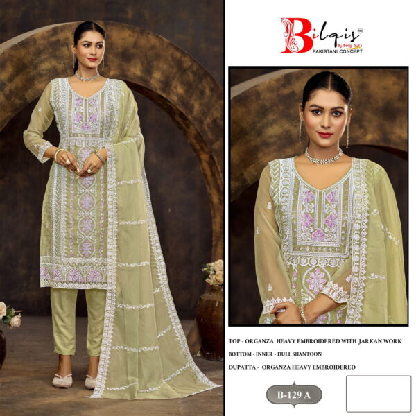 Bilqis B 129 Organza Pakistani Salwar Kameez Collection - Image 6