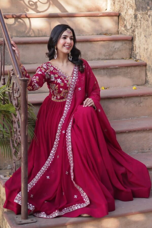 Luna Vol 15 Traditional Wear Designer Georgette Gown With Dupatta - Image 4
