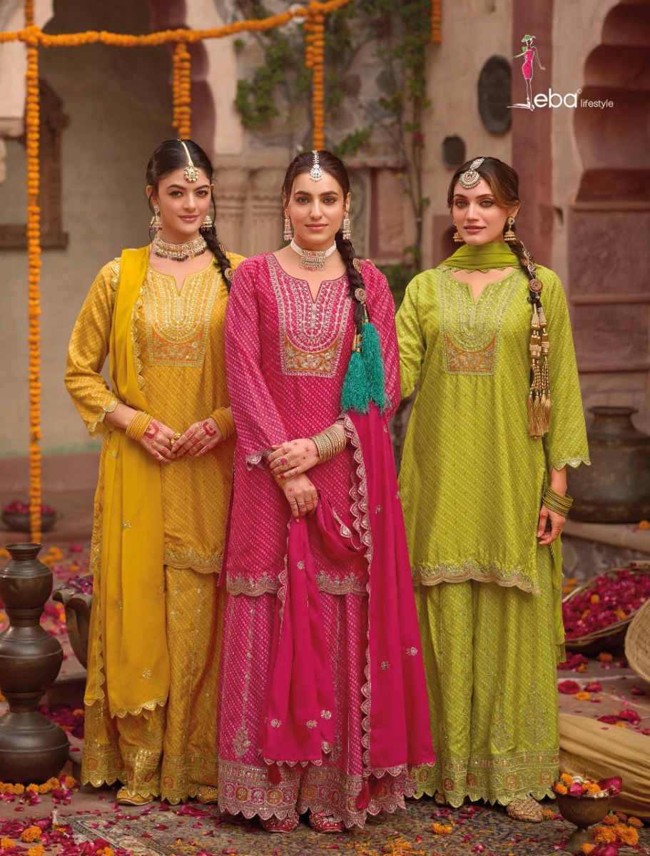 Eba Rashmika Chinon Digital Printed Embroidered Ready Made Collection