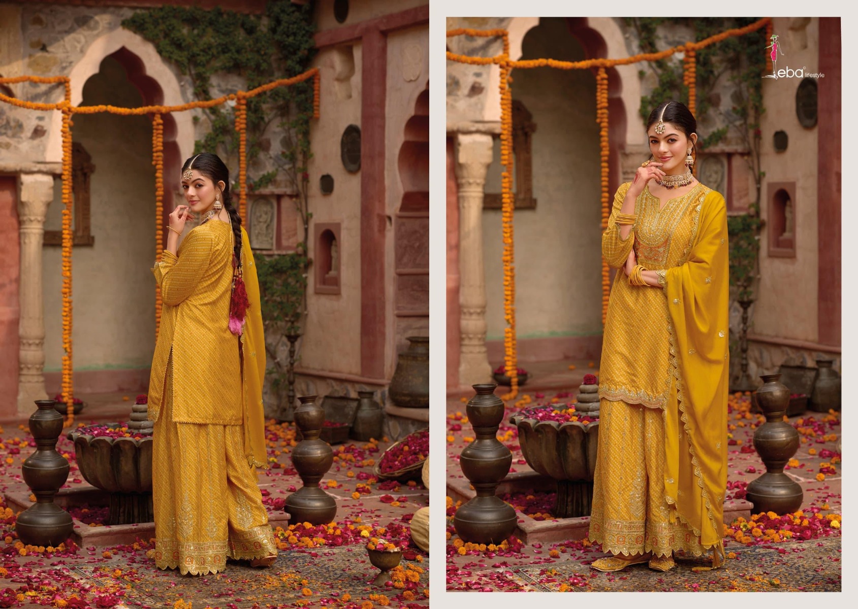 Eba Rashmika Chinon Digital Printed Embroidered Ready Made Collection - Image 2