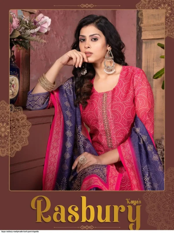 Kaya Rasbury Chanderi Digital Printed Kurti Bottom With Dupatta