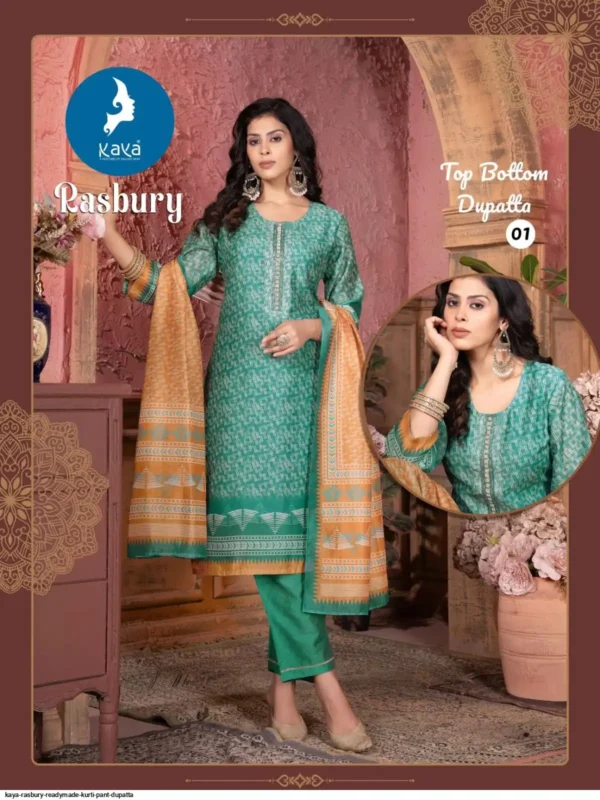 Kaya Rasbury Chanderi Digital Printed Kurti Bottom With Dupatta - Image 3
