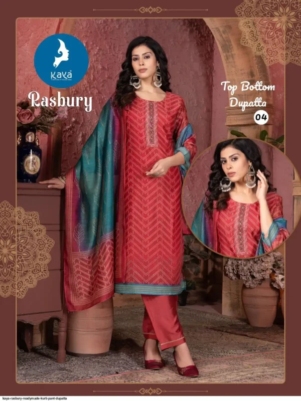 Kaya Rasbury Chanderi Digital Printed Kurti Bottom With Dupatta - Image 4
