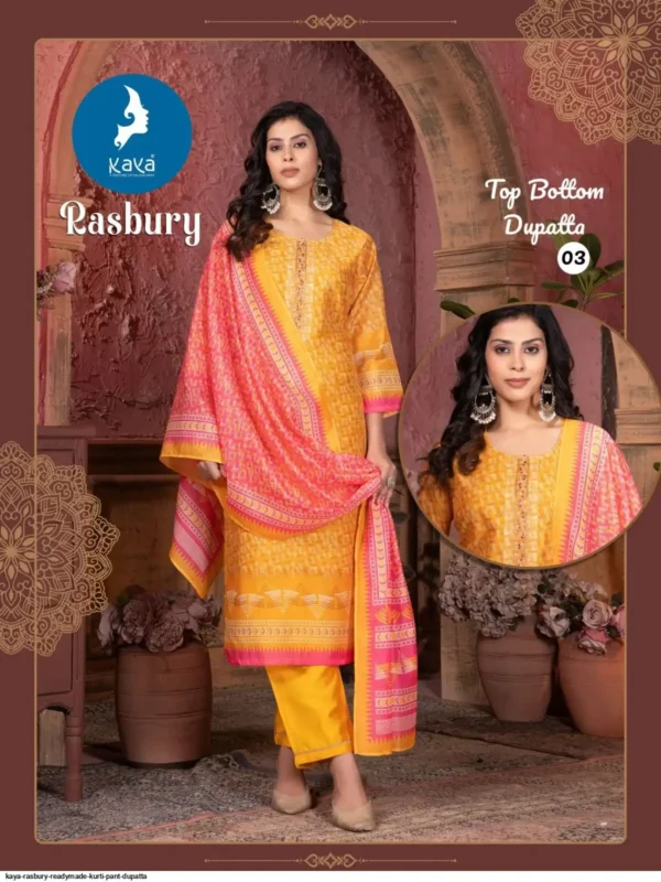 Kaya Rasbury Chanderi Digital Printed Kurti Bottom With Dupatta - Image 7